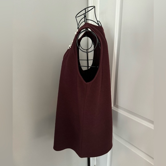 NWT Ann Taylor Knit Tank w/ Pearl & Rhinestone Accent Collar Size Large - Picture 3 of 5